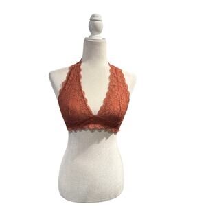 Intimately Free People Lace Halter Bralette – Rust Orange-Size Small